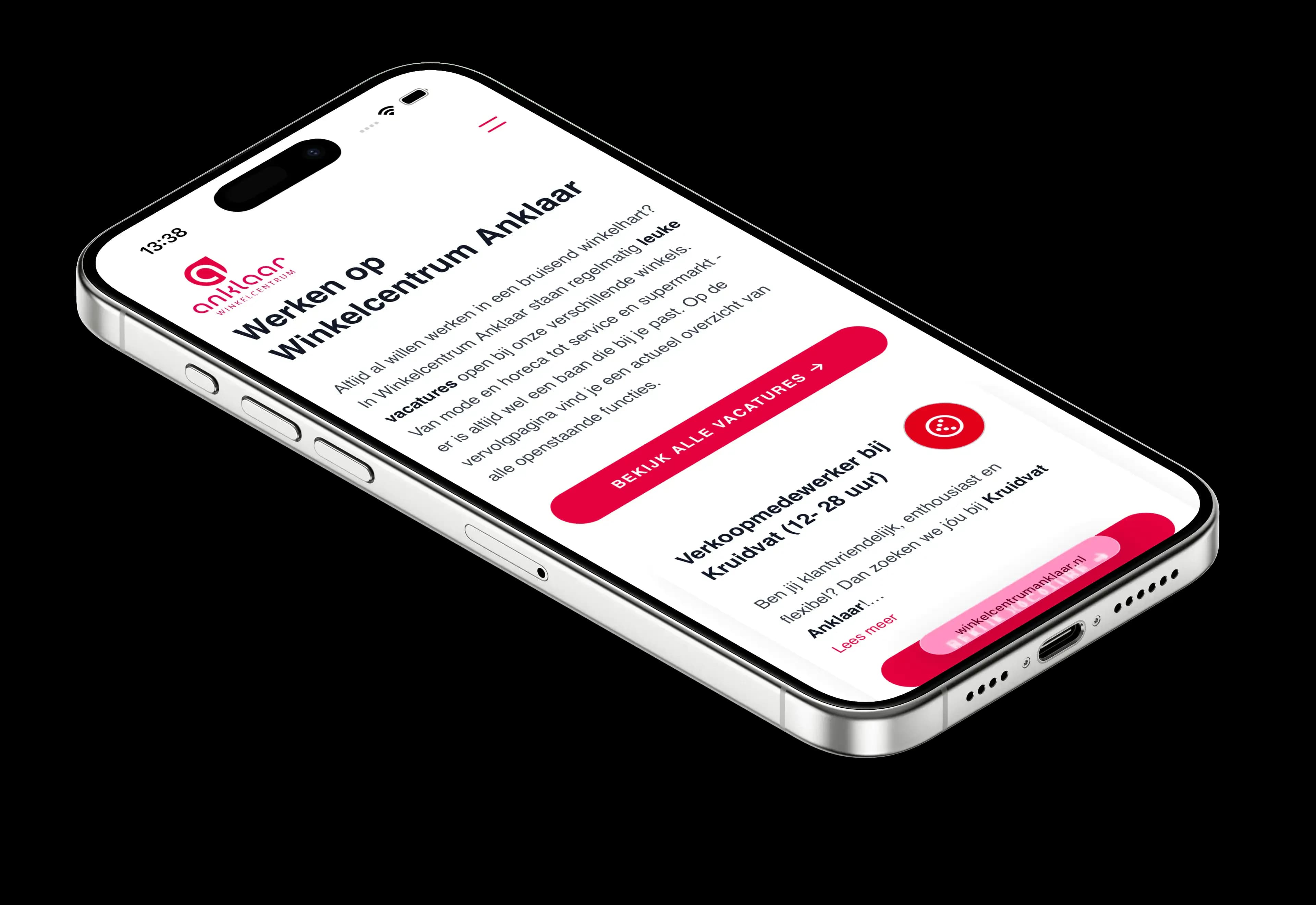 Anklaar vacaturespagina op mobiel