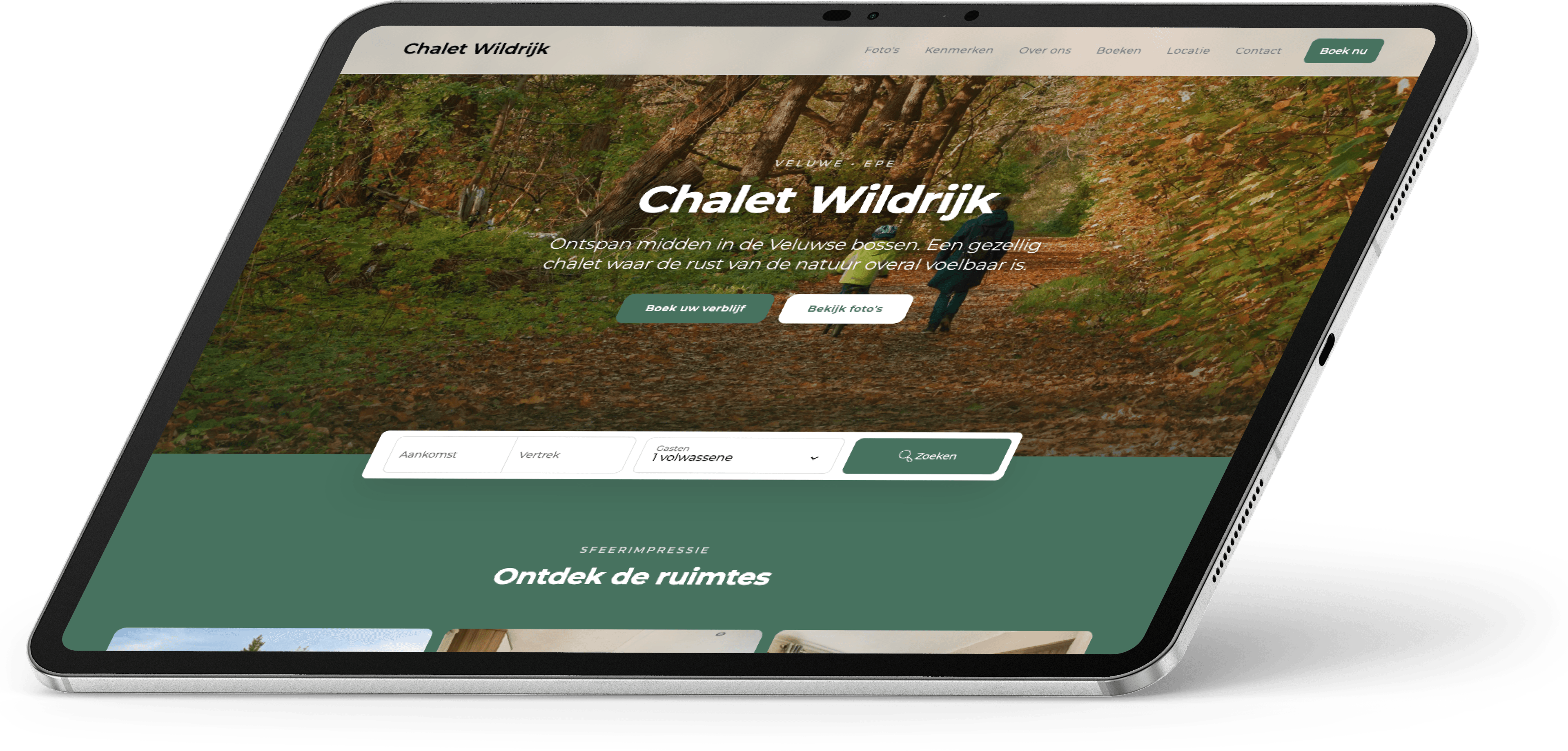 Website van Chalet Wildrijk