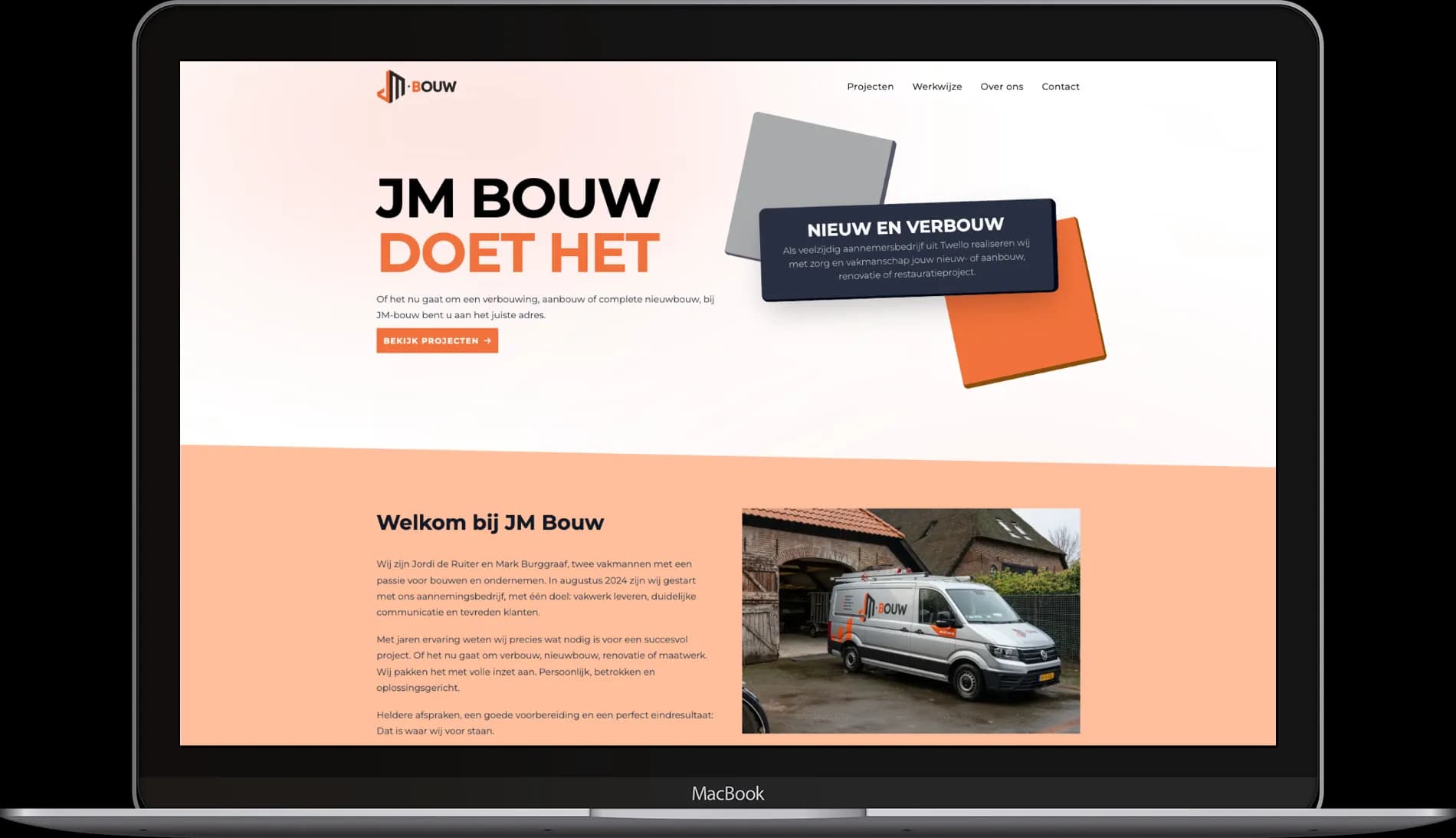 Website van JM Bouw