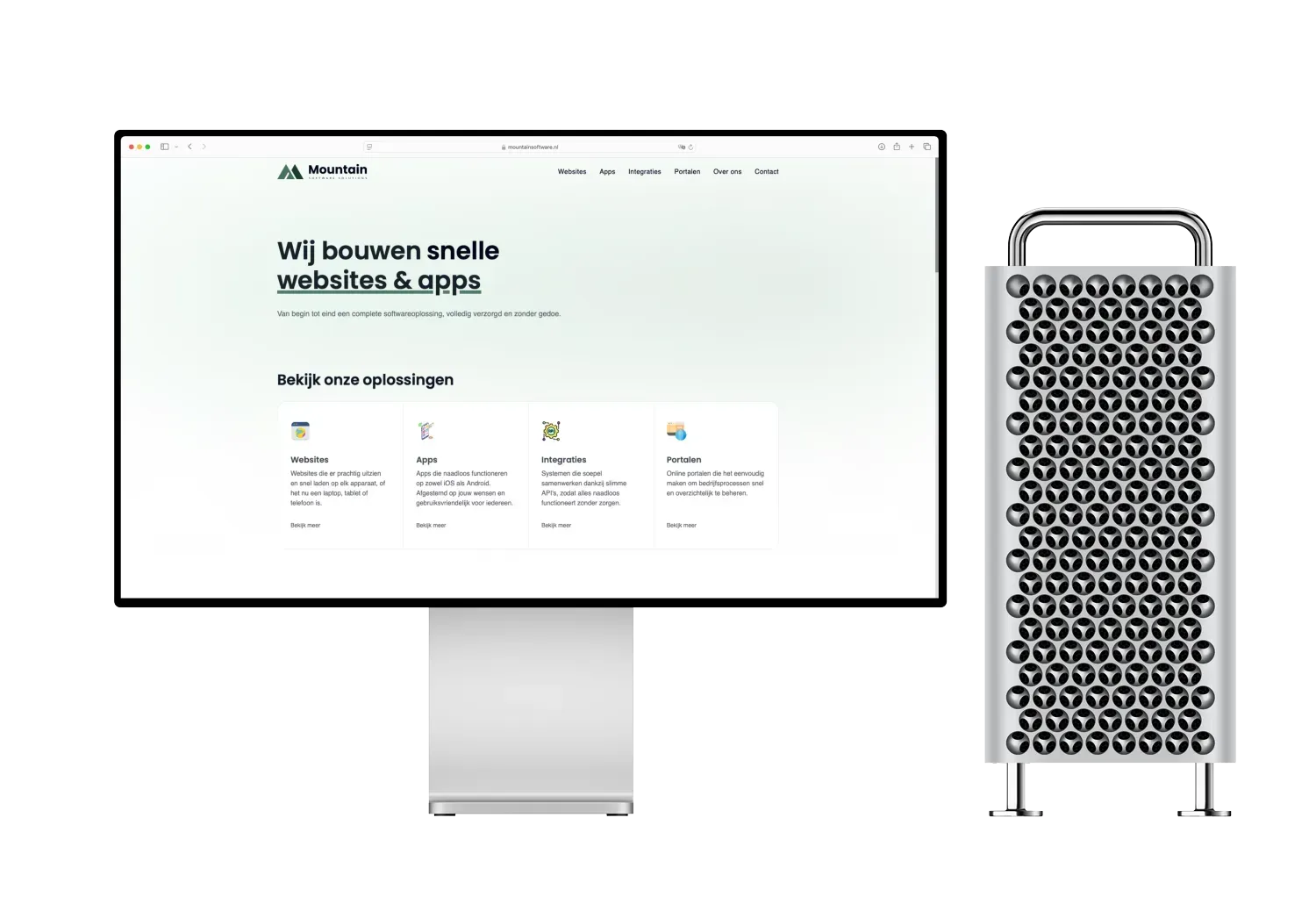 Computer met de Mountain Software Solutions website open Computer met de Mountain Software Solutions website open